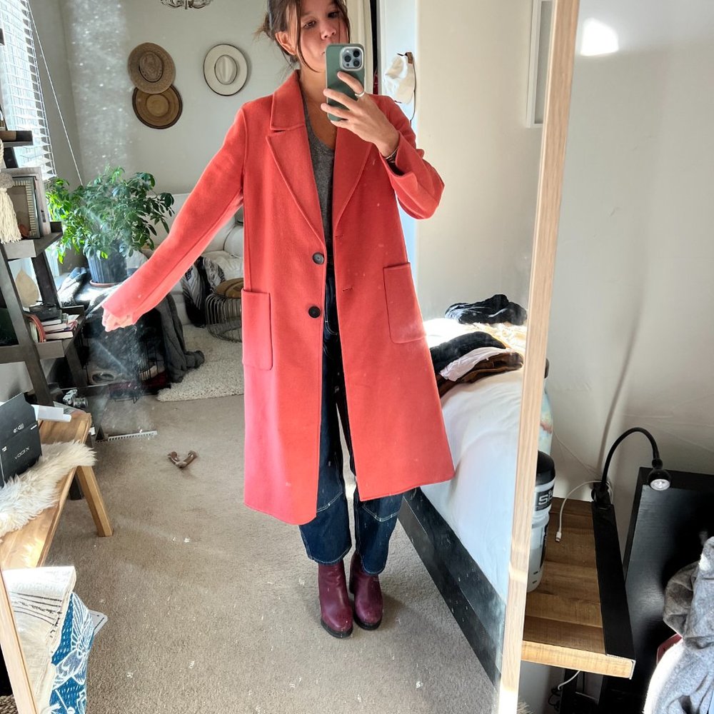 Massimo Dutti Chlotes Peach Wool Long Coat - Picture 11 of 15